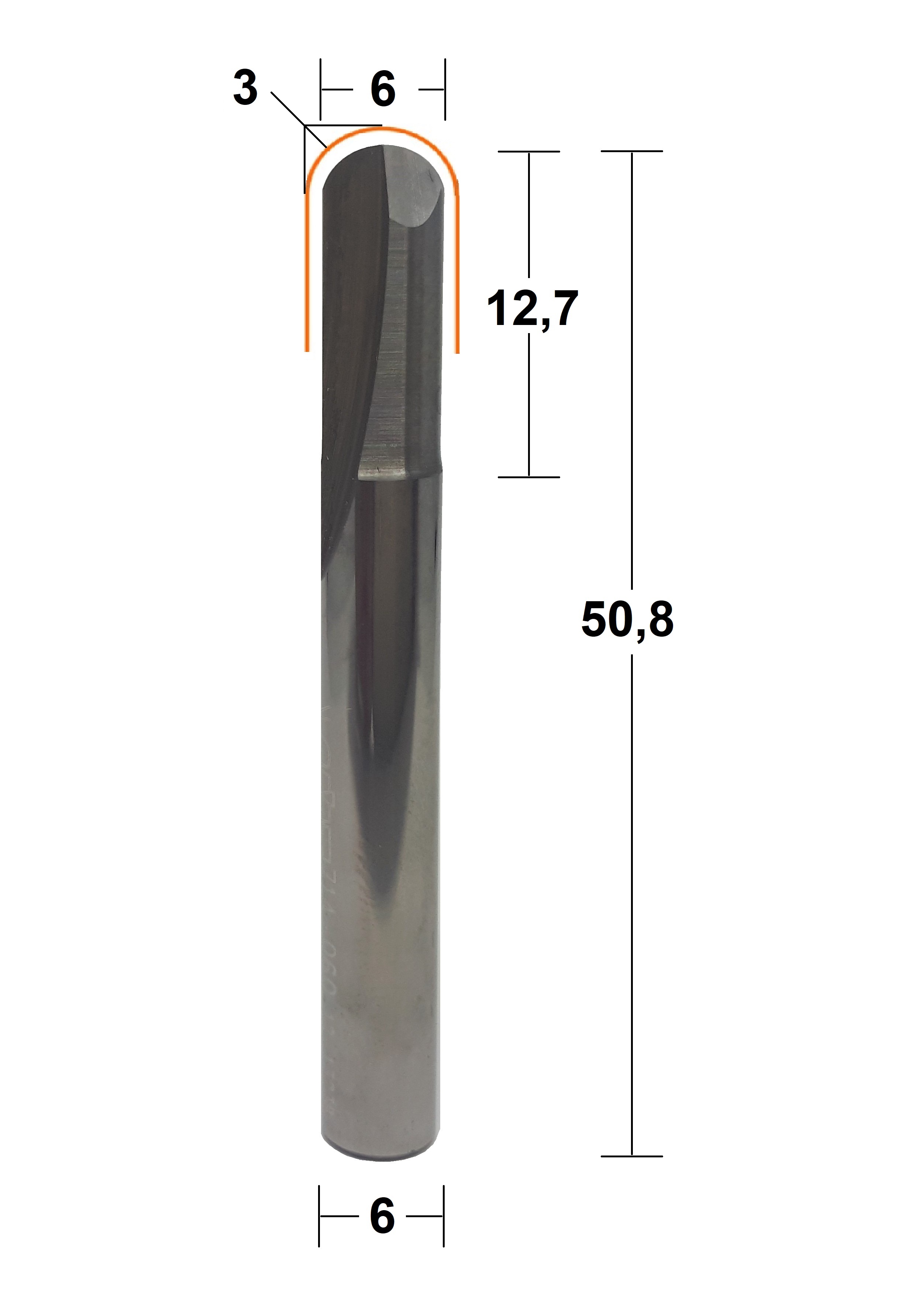 Fresa com Raio Convexo HW Ø6x3mm - marca CMT - Cód. 714.060.11